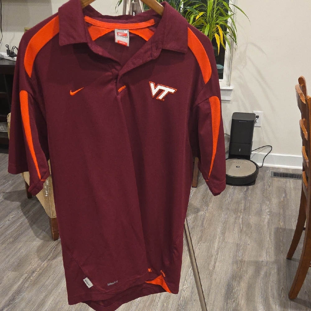 Nike Burgundy and Orange Polo Shirt